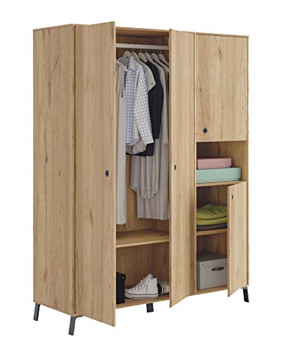 Miroytengo Armario ropero 4 Puertas 1 Hueco Clim habitacion Matrimonio vestidor Estilo Industrial 200x150x55 cm Miroytengo Armario ropero 4 Puertas 1 Hueco Clim habitacion Matrimonio vestidor Estilo Industrial 200x150x55 cm