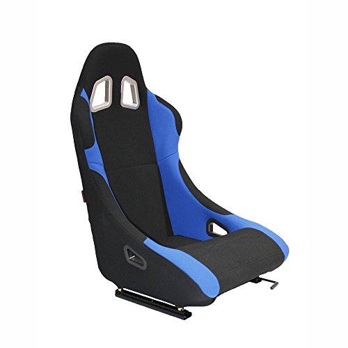 MODAUTO Asiento Deportivo Coche, Baquet Deportivo, de Tela, con Ríeles incluidos, Conductor y Pasajero, Universal para Coche y Simulador de Conducción, Modelo N065L, Negro-Azul