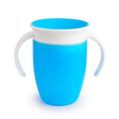 Munchkin Miracle 360°- Vaso antiderrames entrenamiento con asas, azul, 207 ml