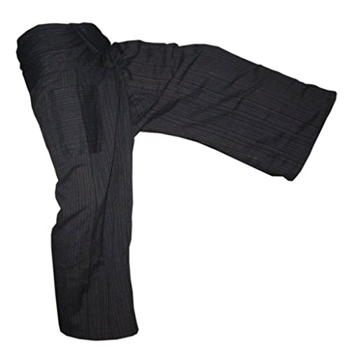 Pantalones tailandeses Panasiam, clásicos, en las tallas S, L y XL, en 13 colores diferentes, con bolsillo, auténticos y de lana negro L