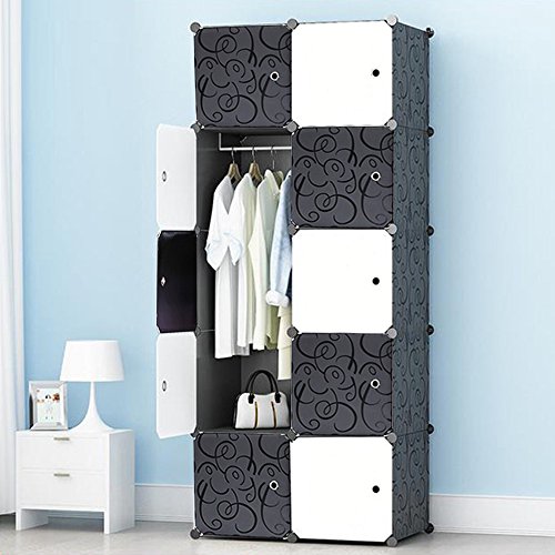 PREMAG Armario portátil para Colgar la Ropa, ropero Combinado, Armario Modular para Ahorrar Espacio, Ideal Organizador de Almacenamiento Cubo para Libros, Juguetes, Toallas (10-Cube)