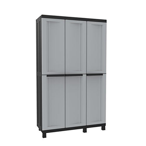 Terry - Armario plástico exterior, 102 x 39 x 170 cm, Color Gris/Negro Terry - Armario plástico exterior, 102 x 39 x 170 cm, Color Gris/Negro