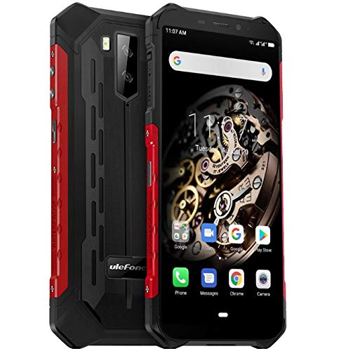 Ulefone Armor X5, 4G Móvil Antigolpes, MTK6763 Octa-Core 3GB RAM 32GB ROM, Android 9.0 5.5 ”IP68 Impermeable Moviles Todoterreno, Dual SIM, 5000mAh Batería, Desbloqueo Facial NFC Rojo