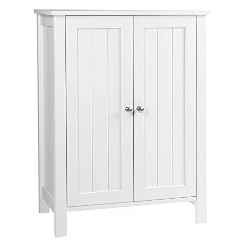 VASAGLE Armario para baño Armario de almacenaje Dos puertas Balda ajustable en altura 60 x 30 x 80 cm Blanco BCB60W