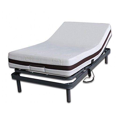 Ventadecolchones - Cama Articulada Reforzada Adaptator + Colchón viscoelástico Visco 5 y Mando con Cable Medida 105 x 190 cm Ventadecolchones - Cama Articulada Reforzada Adaptator + Colchón viscoelástico Visco 5 y Mando con Cable Medida 105 x 190 cm