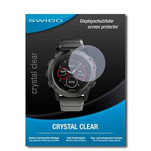 4 x SWIDO® Protector de pantalla Garmin fenix 5X Protectores de pantalla de película "CrystalClear" invisible