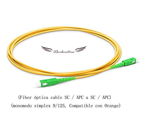Acobonline Fiber óptica Cable SC/APC a SC/APC monomodo simplex 9/125,Operadores Movistar Jazztel Vodafone Orange Amena Masmovil Yoigo (5 M)
