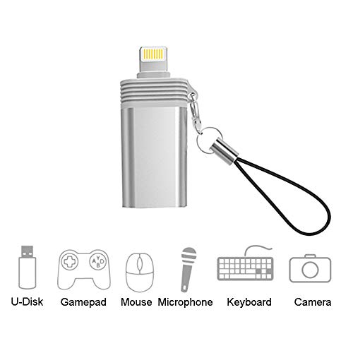 Adaptador de cámara USB, Adaptador OTG Hembra USB Compatible con iPhone 11 XS X 8 7, Lector de Tarjetas de Apoyo, Teclado, micrófono, Adaptador USB Ethernet, ratón