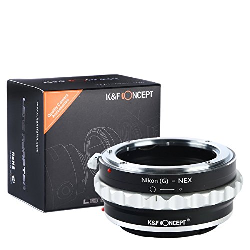 Adaptador Nikon G a Sony E, K&F Concept Lens Mount Adapter para Nikon G AF-S F AIS AI Lens a Sony E-Mount NEX Camera para Sony Alpha A7, A6000, A6300, A6500, A5000, A5100, NEX 7, NEX 5, NEX 6, NEX 3N