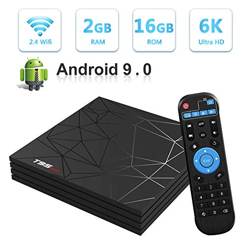 Android TV Box，T95 MAX Android 9.0 TV Box 2GB RAM/16GB ROM H6 Quad-Core Soporte 2.4Ghz WiFi 6K HDMI DLNA 3D Smart TV Box