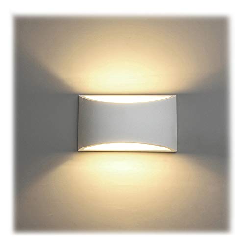 Apliques de pared yeso, 7W Blanco Cálido LED Modernos Bañadores de Pared Interior para sala de estar, dormitorio, pasillo (Incluye bombilla LED G9)