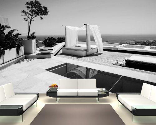 Bilderdepot24 Fotomural Vista al mar Piscina - Negro y Blanco 360x230 cm- Papel Tejido-no Tejido. Fotomurales - Papel Pintado - la fabricación Made in Germany! Bilderdepot24 Fotomural Vista al mar Piscina - Negro y Blanco 360x230 cm- Papel Tejido-no Tejido. Fotomurales - Papel Pintado - la fabricación Made in Germany!