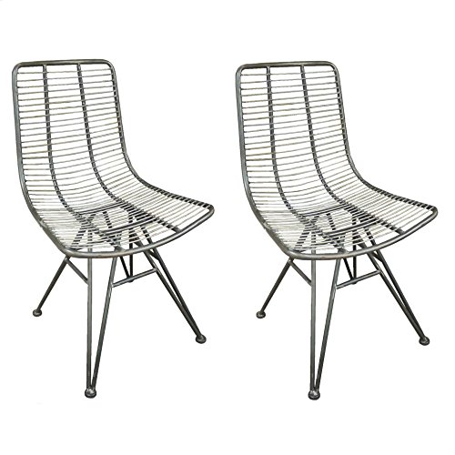 Brown & Ginger Par de sillas de Comedor/salón de Estilo Industrial de Metal Gris Angular Retro (39x86x51 cm Cada una)