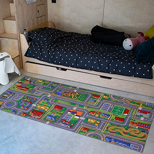 Carpet Studio Alfombra Infantil Suave al Tacto para Niño y Niña, Respaldo de látex Antideslizante, Fácil de Mantener, Sin Peligro para niños y Animales, Playcity, 95x200cm