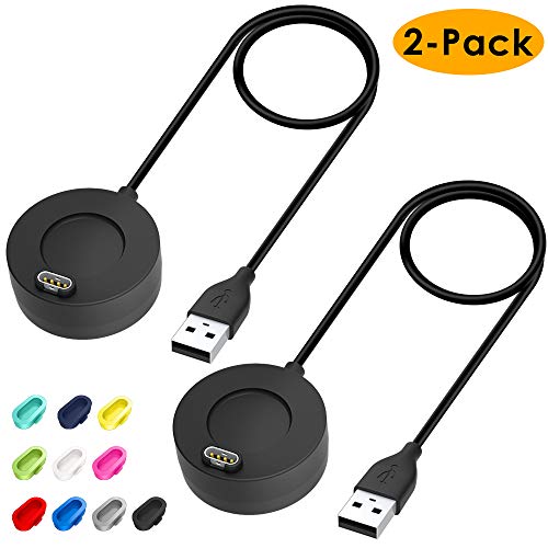 CAVN Cargador para Garmin Vivoactive 3 /Fenix 6 6S 6X /Fenix 5 5S 5X / Forerunner 935 / Vívoactive 4, 2 Pcs Instinct Cargador USB Cargador Cable, Tapones de Polvo de Silicona