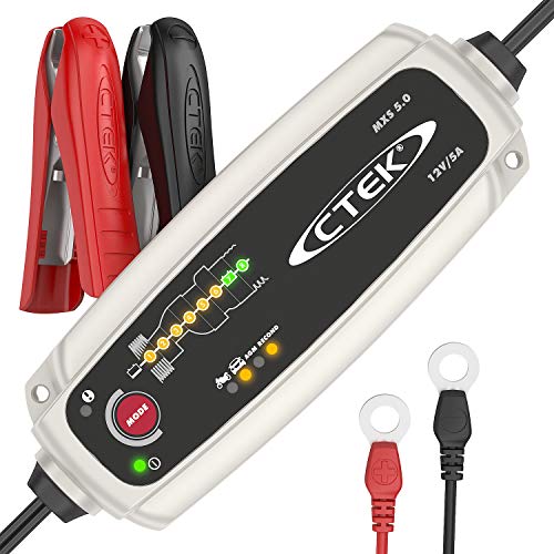 CTEK MXS 5.0 Cargador de Batería Totalmente Automático (Carga, Mantiene y Reacondiciona las Baterías de Coche y Moto) 12V, 5 Amp – Toma EU