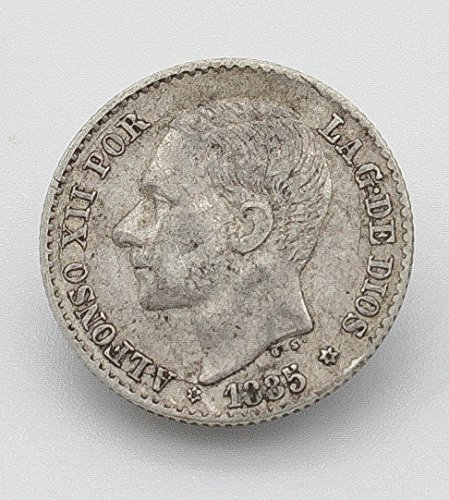 Desconocido Moneda de 50 Cent del Año 1885. Moneda de Plata. Moneda Coleccionable. Moneda de Coleccionista. Moneda de España.