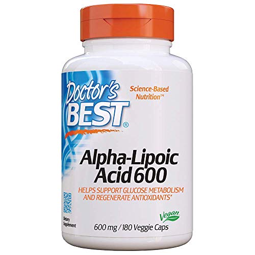 Doctor's Best, Ácido alfa-lipoico, 600 mg, 180 Cápsulas vegetarianas, sin soja, sin gluten