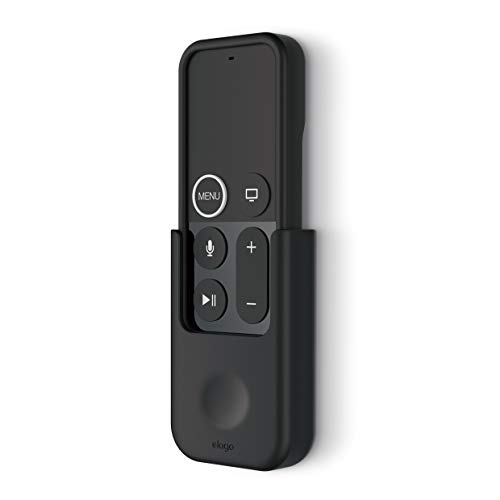 elago base de control para control remoto compatible con el control remoto de Apple TV 4K cuarta generación [Opciones de atornillado o la almohadilla de gel] [Habilitado para cable] - Negro