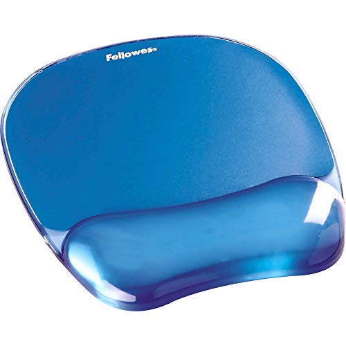 Fellowes Gel Crystals - Alfombrilla de ratón con reposamuñecas ergonómico, Color Azul