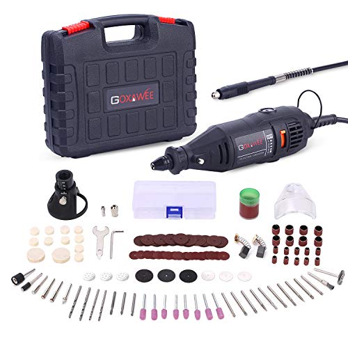 GOXAWEE Mini Amoladora Eléctrica Multiherramienta 130W Mini Taladro Herramienta Rotativa Multifunción con Eje Flexible/Portabrocas Sin Llave/ 140 Accesorios para Manualidad y Creación Bricolaje GOXAWEE Mini Amoladora Eléctrica Multiherramienta 130W Mini Taladro Herramienta Rotativa Multifunción con Eje Flexible/Portabrocas Sin Llave/ 140 Accesorios para Manualidad y Creación Bricolaje