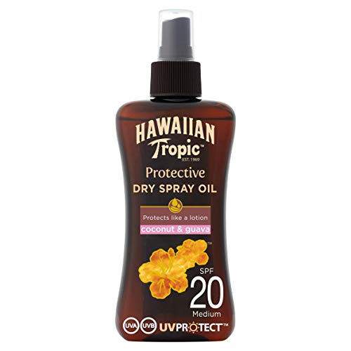 Hawaiian Tropic Protective Aceite Seco Bronceador SPF 20 con Protección Media, Fragancia de Coco y Guayaba, Marrón, 200 ml Hawaiian Tropic Protective Aceite Seco Bronceador SPF 20 con Protección Media, Fragancia de Coco y Guayaba, Marrón, 200 ml
