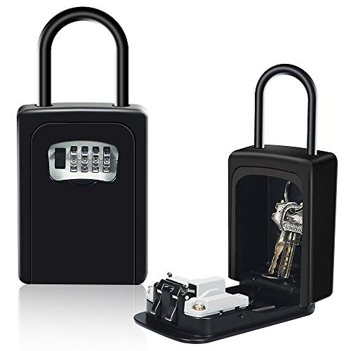 HUSAN Caja de cerradura de llave con grillete, montado en la pared almacenamiento segura de llave con cerradura exterior para el garaje del hogar Llaves de la casa de repuesto de la escuela (Negro) HUSAN Caja de cerradura de llave con grillete, montado en la pared almacenamiento segura de llave con cerradura exterior para el garaje del hogar Llaves de la casa de repuesto de la escuela (Negro)