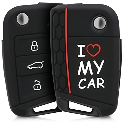kwmobile Funda Compatible con Llave de 3 Botones para Coche VW Golf 7 MK7 - Carcasa Protectora Suave de Silicona - I Love my Car