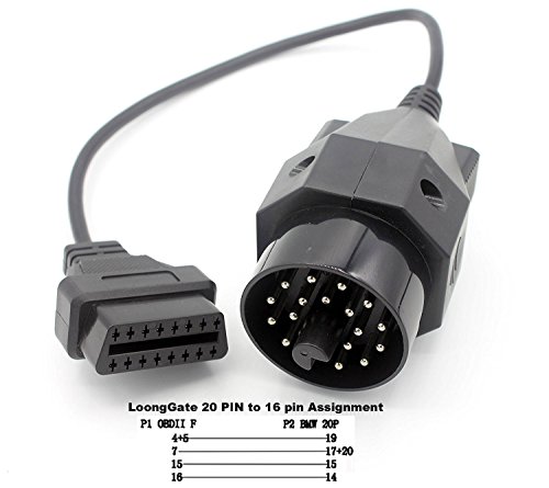 LoongGate 20 Pin a OBDII 16 Pines Conector Adaptador Cable 4 Pines Pasar a Través de 1982-2001 E28 E30, E34, E36, E38, E39 (30cm) LoongGate 20 Pin a OBDII 16 Pines Conector Adaptador Cable 4 Pines Pasar a Través de 1982-2001 E28 E30, E34, E36, E38, E39 (30cm)