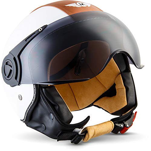 Moto Helmets H44 - Helmet Casco de Moto, Blanco/Vintage Blanco, XL (61-62cm)