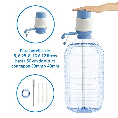 MovilCom® - Dispensador Agua para garrafas | Dosificador Agua garrafas Compatible con Botellas (Pet) de 2,5, 3, 5, 6, 8, 10 y 12 litros | para Botellas con el tapón diámetro 38mm y 48mm