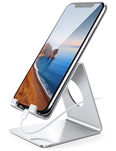 Soporte Móvil, Lamicall Soporte Teléfono : Soporte Dock Base para Teléfono e Smartphones para Phone Xs Xs Max XR X 8 7 6 plus 5 4, Nintendo Switch, Samsung S8 S7, Huawei, Otras Smartphones - Plata