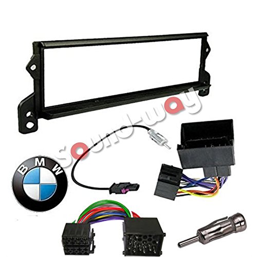 Sound-way Kit Montaje Autoradio, Marco 1 DIN Radio para Coche, Cable Adaptador Conector ISO, Adaptador Antena, Compatible con Mini Cooper 2000-2006