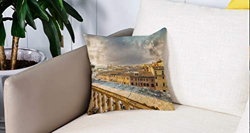 Square Soft and Cozy Pillow Covers,Decoración italiana, vista panorámica del centro histórico de Roma desde el antiguo balcón aére,Funda para Decorar Sofá Dormitorio Decoración Funda de almohada.