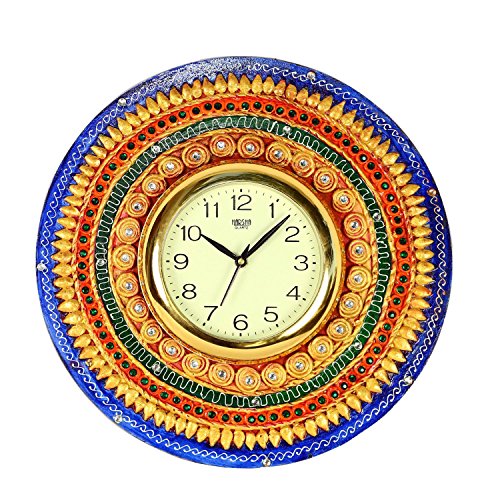 The Hue Cottage Reloj de Pared de Madera Pintado a Mano Indio Antiguo Multicolour decoración de la Pared de Estilo Interiores artículos de Regalo