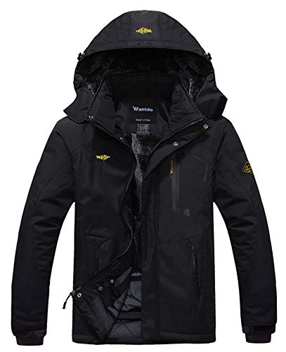 Wantdo Chaqueta de Montaña Esquí Impermeable para Hombres Negro Large Wantdo Chaqueta de Montaña Esquí Impermeable para Hombres Negro Large