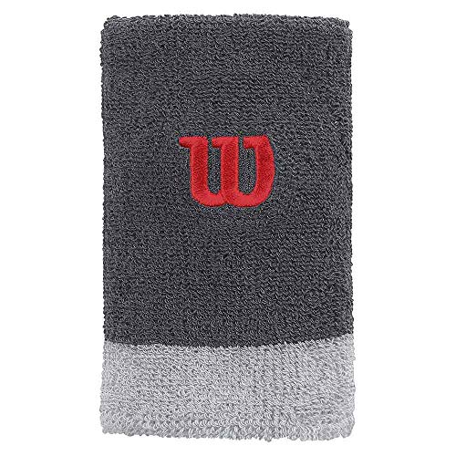 Wilson Extra Wide W Wristband - Muñequera, Unisex Adulto, Gris(Turbulence/Pearl Gray Wil/WILSON RE)