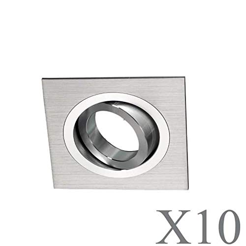 Wonderlamp Clasic W-E0 Foco empotrable cuadrado GU10, Aluminio, 10 UNIDADES Wonderlamp Clasic W-E0 Foco empotrable cuadrado GU10, Aluminio, 10 UNIDADES