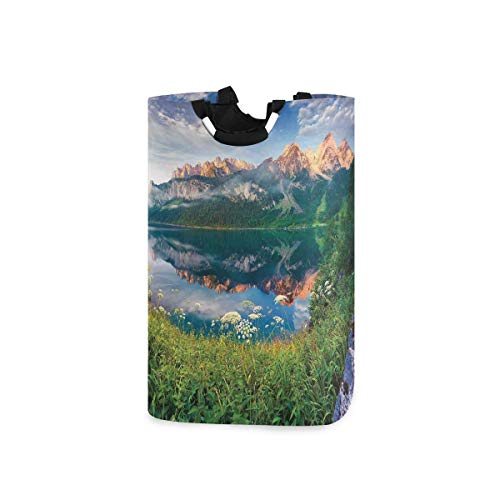 YCHY Cesta para la Colada,Decoración del apartamento Soleado Mañana de Verano en el Lago Alpes austriacos Espejo de Cristal Agua Hada Temporada,Almacenamiento Plegable con Asas para Ropa,Dormitorio YCHY Cesta para la Colada,Decoración del apartamento Soleado Mañana de Verano en el Lago Alpes austriacos Espejo de Cristal Agua Hada Temporada,Almacenamiento Plegable con Asas para Ropa,Dormitorio