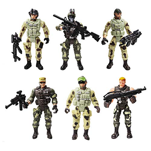 YIJIAOYUN 6 Piezas Gran Figura de Acción Soldados del ejército de Juguete con Arma / Figuras Militares Conjuntos de Juegos
