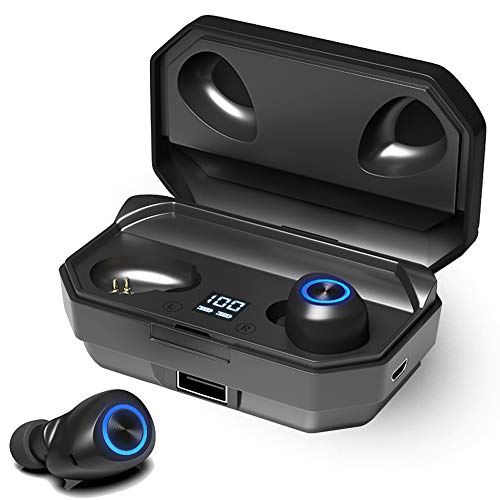 144 Horas de Reproducción con Nuestros Auriculares Inalámbricos, con Bluetooth 5.0 Auriculares Estéreo e Inalámbricos “in-Ear” con Estuche de Carga Rápida (Micrófono Incorporado, 3D Estéreo)