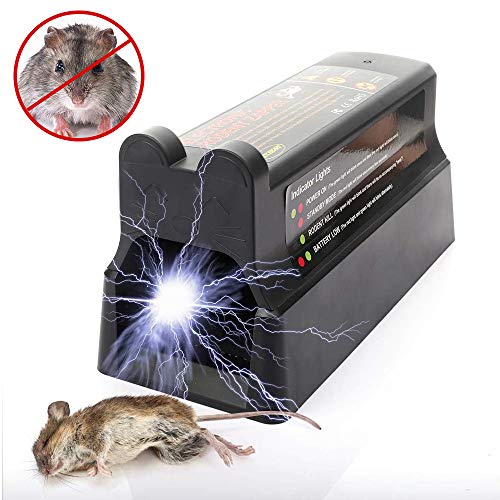 Airmall Trampa electrónica para Ratas, Choque eléctrico de Alto Voltaje (baterías o Adaptador de CA) – Elimina Ardillas, Ratones, Ratas, Ardillas, Color Negro