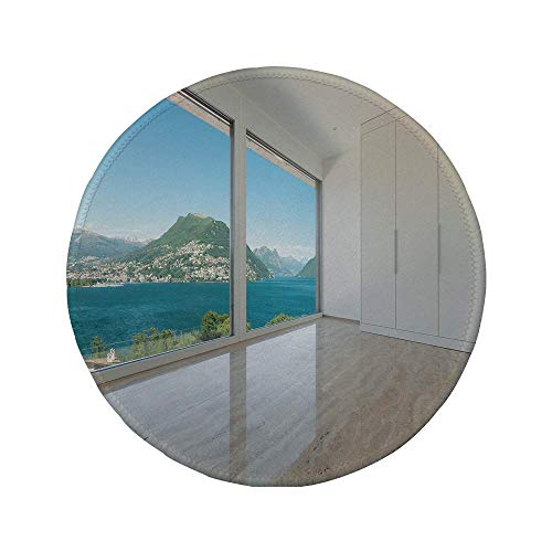 Alfombrilla de ratón Redonda de Goma Antideslizante decoración Moderna Interior del ático Sala de Estar vacía Ventanas Grandes Vistas al mar montañas Blanco Azul Beige 7.9"x7.9"x3MM Alfombrilla de ratón Redonda de Goma Antideslizante decoración Moderna Interior del ático Sala de Estar vacía Ventanas Grandes Vistas al mar montañas Blanco Azul Beige 7.9"x7.9"x3MM