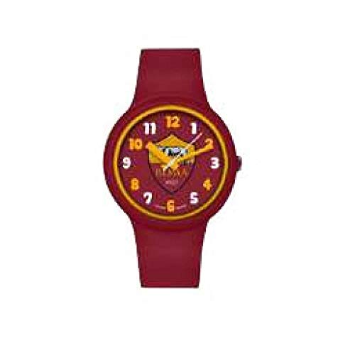 AS Roma - Reloj de pulsera oficial del equipo de fútbol “AS Roma”, color rojo, diámetro de 34 mm, estuche incluido