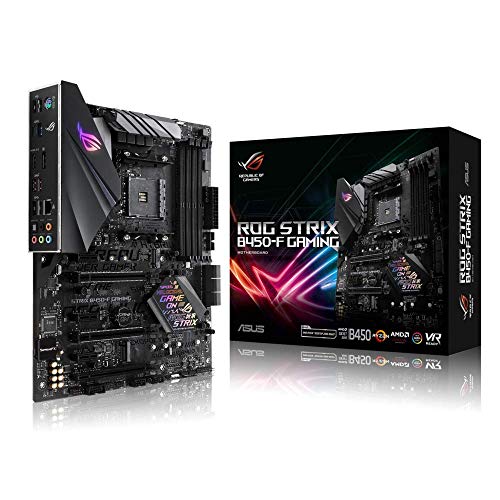 ASUS ROG STRIX B450-F GAMING - Placa base de gaming ATX AMD AM4 B450 con soporte DDR4 3200 MHz, SATA 6 Gbps, HDMI 2.0, dos M.2 NVMe, USB 3.1 Gen. 2 e iluminación Aura Sync RGB LED, soporta Ryzen 3000