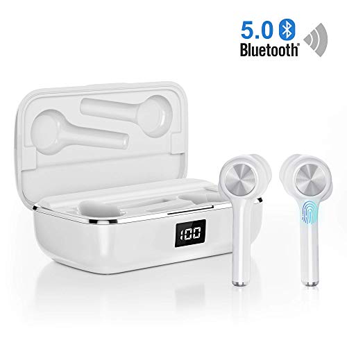 Auriculares bluetooth, Orit Auriculares inalámbricos Bluetooth 5.0 Sonido Estéreo Auricular Mini Twins In-Ear Auriculares Carga Rapida Resistente al Agua con Caja de Carga para iPhone y Android