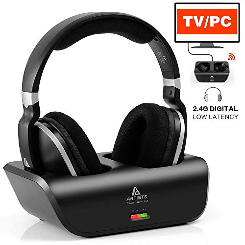 Auriculares inalámbricos de 2,4 GHz con frecuencia de transmisión, Auriculares Digitales con estación de Carga, Alcance de 30 Metros y 20 Horas de Capacidad de batería