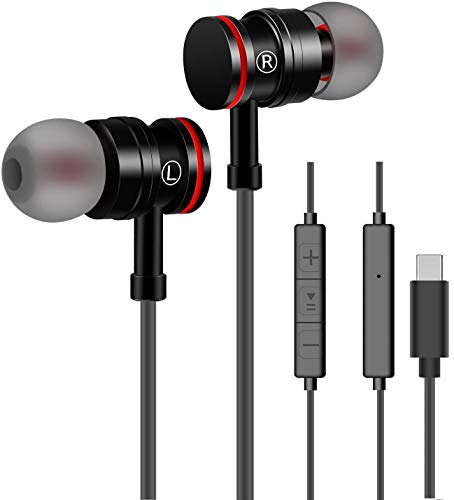 Auriculares USB Tipo C In-Ear con micrófono Control Remoto de Volumen de Auriculares con Cable Compatible con Huawei Samsung Xiaomi Sony y más Dispositivos de Interfaz Tipo C