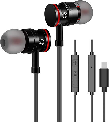 Auriculares USB Tipo C In-Ear con micrófono Control Remoto de Volumen de Auriculares con Cable Compatible con Huawei Samsung Xiaomi Sony y más Dispositivos de Interfaz Tipo C Auriculares USB Tipo C In-Ear con micrófono Control Remoto de Volumen de Auriculares con Cable Compatible con Huawei Samsung Xiaomi Sony y más Dispositivos de Interfaz Tipo C