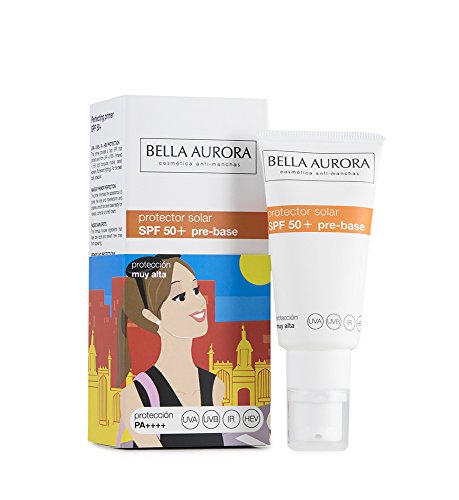 Bella Aurora Crema Facial Protector Solar Pre-Base  Maquillaje Perfeccionadora SPF 50+ Anti-Manchas Protege y Repara No Comedogénico, 30 ml